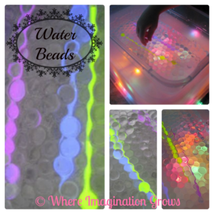 Simple Preschool Sensory Play: Water Beads and Glow Sticks