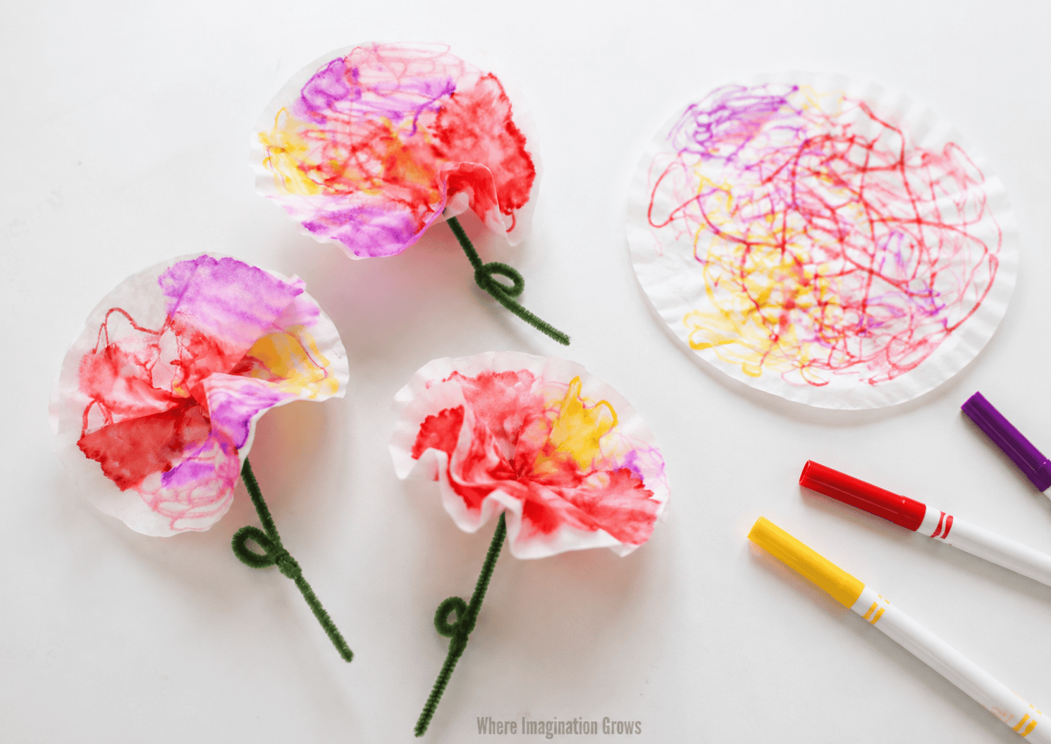 Coffee Filter Flower Craft for Kids