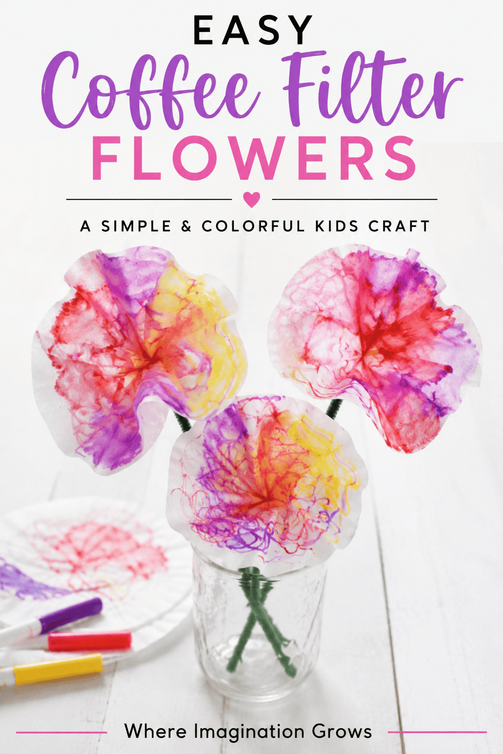 Coffee Filter Flower Craft for Kids