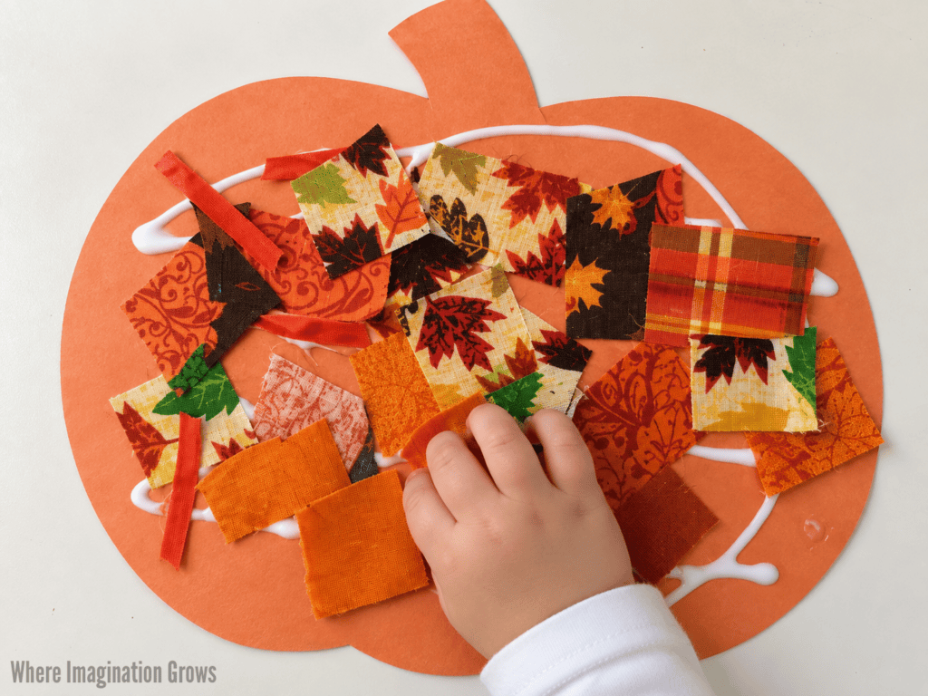 Easy Fabric Pumpkin Collage Craft for Toddlers