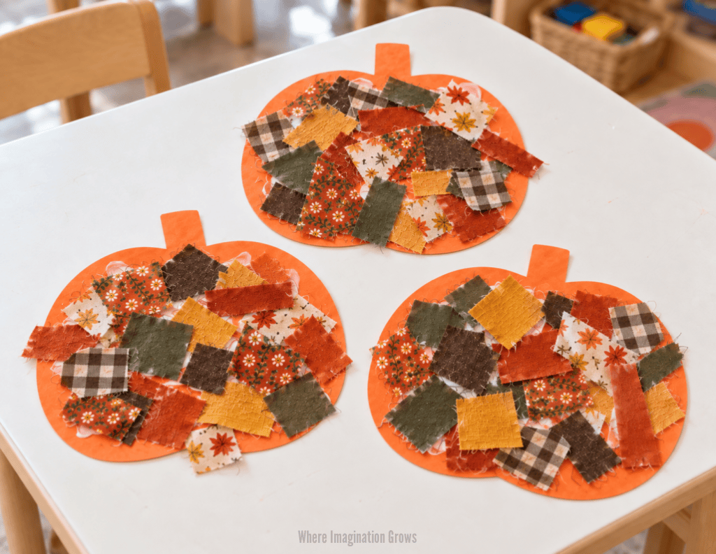 Easy Fabric Pumpkin Collage Craft for Toddlers