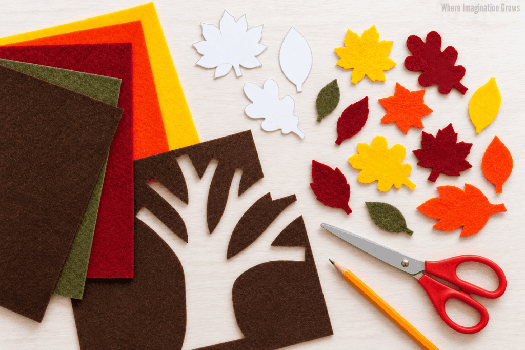 Supplies for Easy Fall Felt Board Activity for Toddlers and Preschoolers