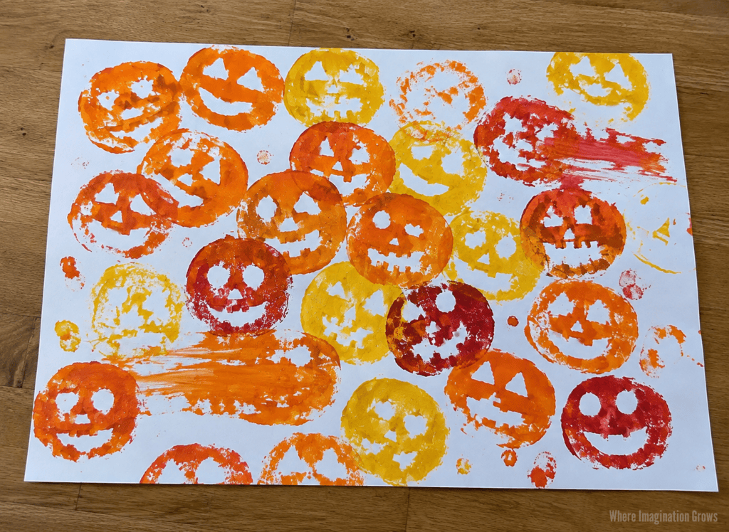Easy Potato Stamp Pumpkins for Preschoolers