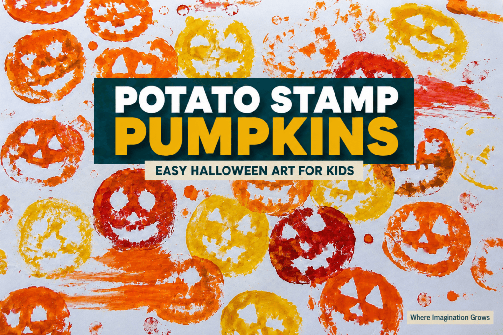 Potato Stamp Pumpkins: Easy Halloween Art for Kids