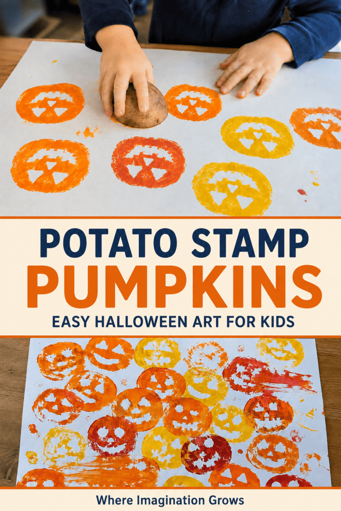 Potato Stamp Pumpkins: Easy Halloween Art for Kids