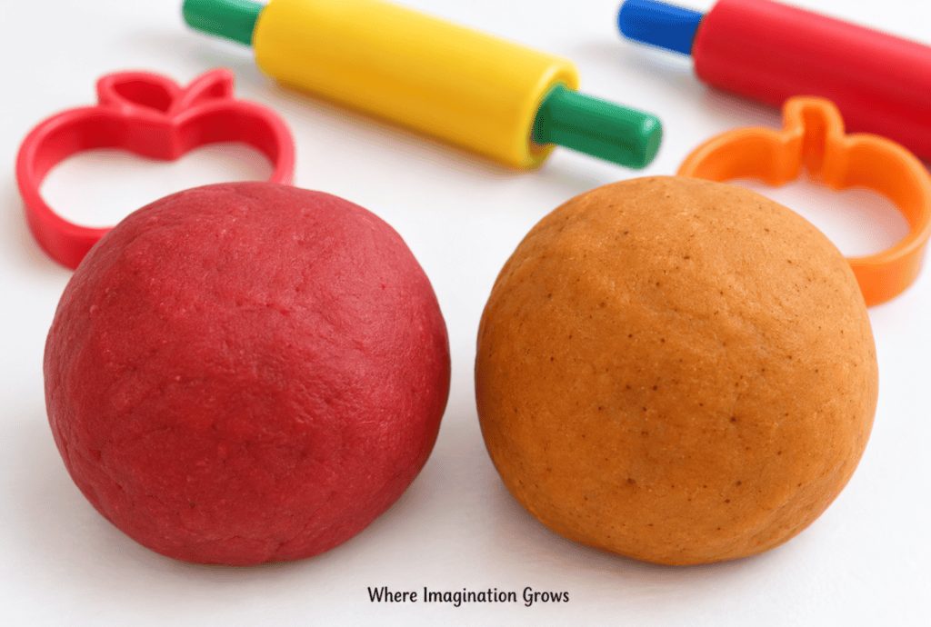 Pumpkin and Apple Playdough Recipe for Fall Sensory Play