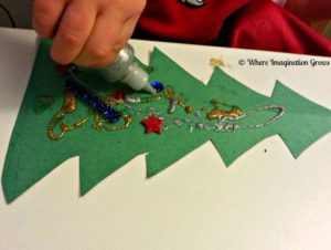 Glittery Christmas Tree Collages for Toddlers - Where Imagination Grows