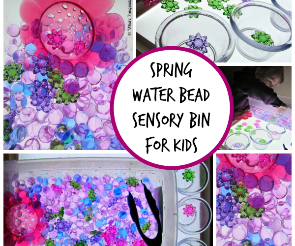 Spring Water Bead Sensory Bin for the Light Table