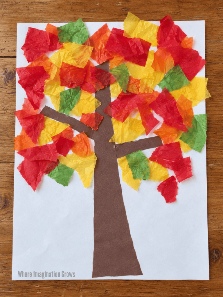 Easy Tissue Paper Fall Tree Craft for Toddlers and Preschoolers