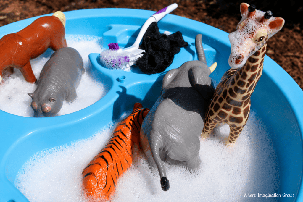 Animal Washing Sensory Play for Toddlers & Preschoolers