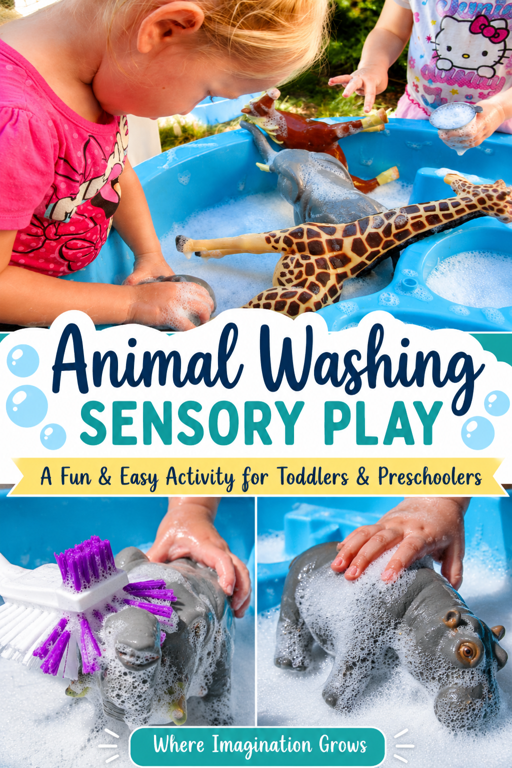 Animal Washing Sensory Play for Toddlers & Preschoolers