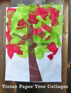 Tissue Paper Tree Collages for Kids