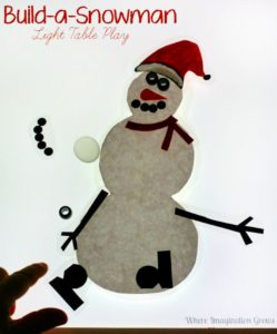 Winter Crafts for Kids: Build A Snowman on the Light Table