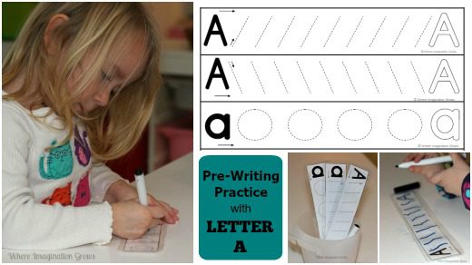 Pre-writing Practice with the Letter A for Preschoolers Free Printable