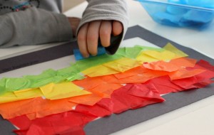 Spring Crafts for Kids! Simple Rainbow Collages for Preschoolers