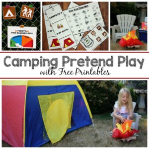 Camping Pretend Play Adventure for Preschoolers! Fun dramatic play prompt with free printables!
