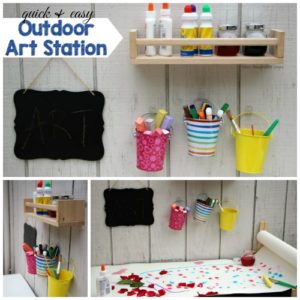 DIY outdoor art station for kids! A simple ways to take art projects outside this summer!