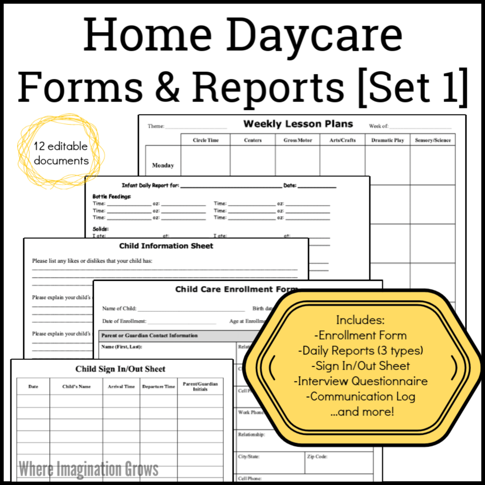 Daycare Supplies Request Form for Home Daycares, Childcare Centers