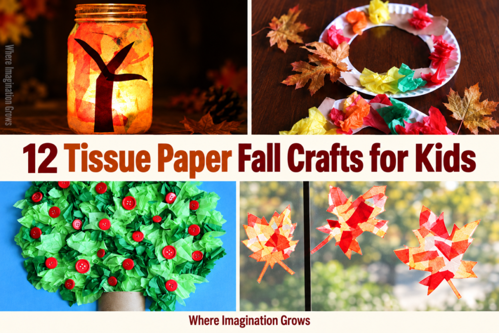 12 Fun Fall Crafts for Kids Using Tissue Paper! Simple crafts for preschoolers and toddlers!