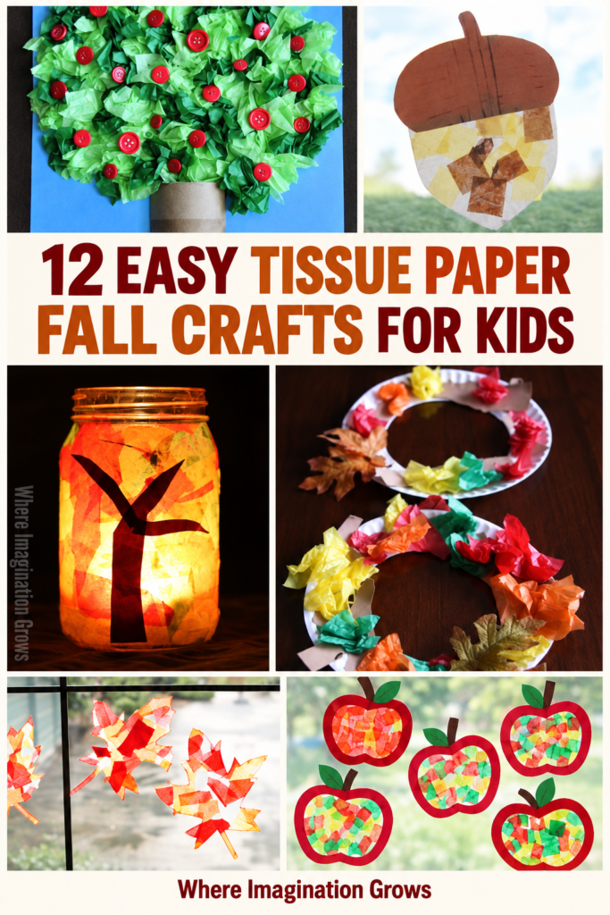 12 Fun Fall Crafts for Kids Using Tissue Paper! Simple crafts for preschoolers and toddlers!