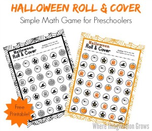 Halloween roll and cover printable for preschoolers! Learn to count and beginning math for preschoolers!