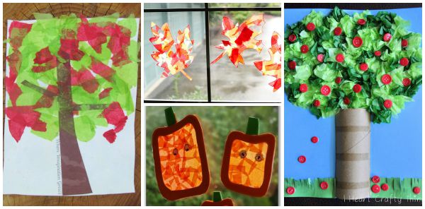 Simple Autumn Crafts for Kids Using Tissue Paper Simple Autumn Crafts for Kids Using Tissue Paper