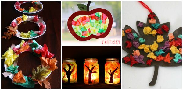 Simple Fall Crafts for Kids Using Tissue Paper Simple Fall Crafts for Kids Using Tissue Paper
