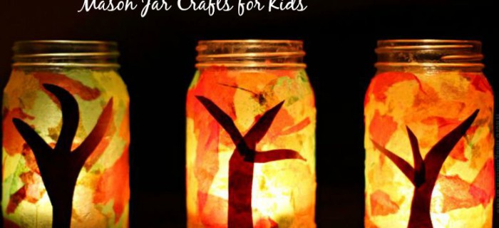 Mason Jar Fall Tree Luminaries Craft for Kids