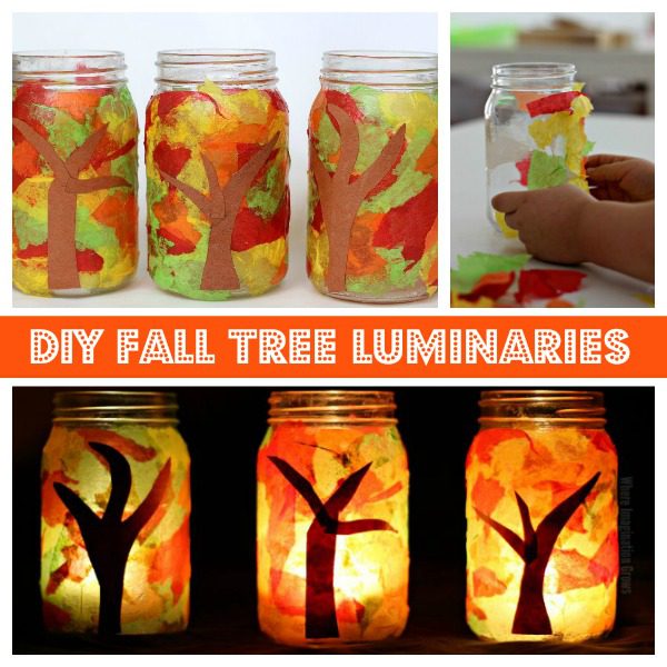 Mason Jar Fall Tree Luminaries Craft
