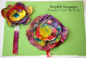 Recycled Newspaper & Liquid Watercolor Flower Craft for kids!