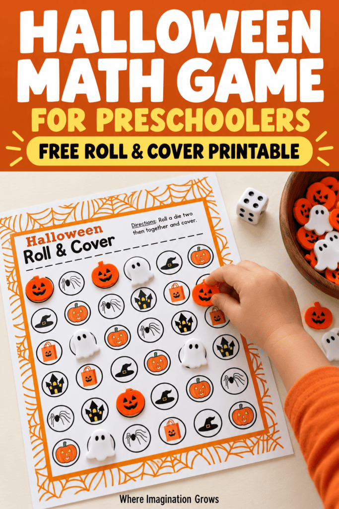 Free Halloween Math Game for Preschoolers: Roll and Cover