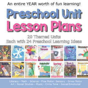 A year of preschool lesson plans! Themed preschool units and hands-on learning activities for the classroom or homeschool