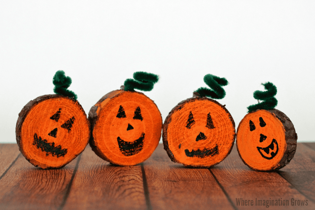 Wood Slice Pumpkin Craft for Kids - Where Imagination Grows
