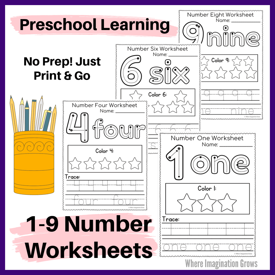 Free Printable Number Tracing & Recognition Worksheets (1–9)