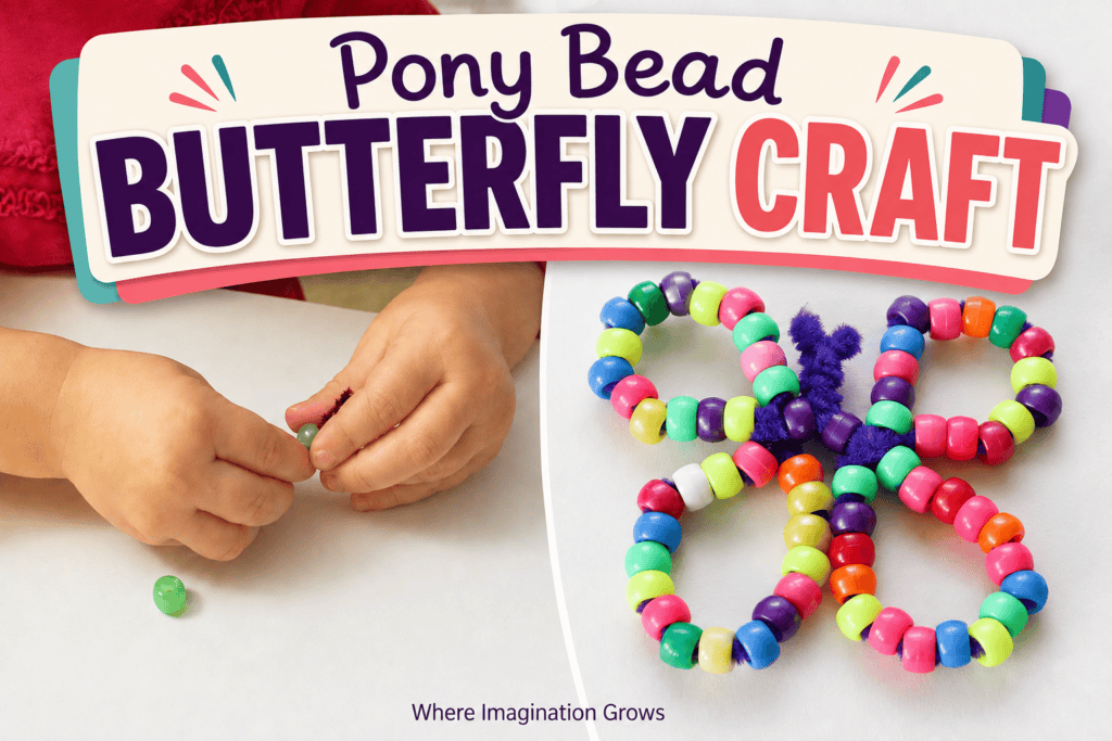 Easy Fine Motor Pony Bead Butterfly Craft for Kids!