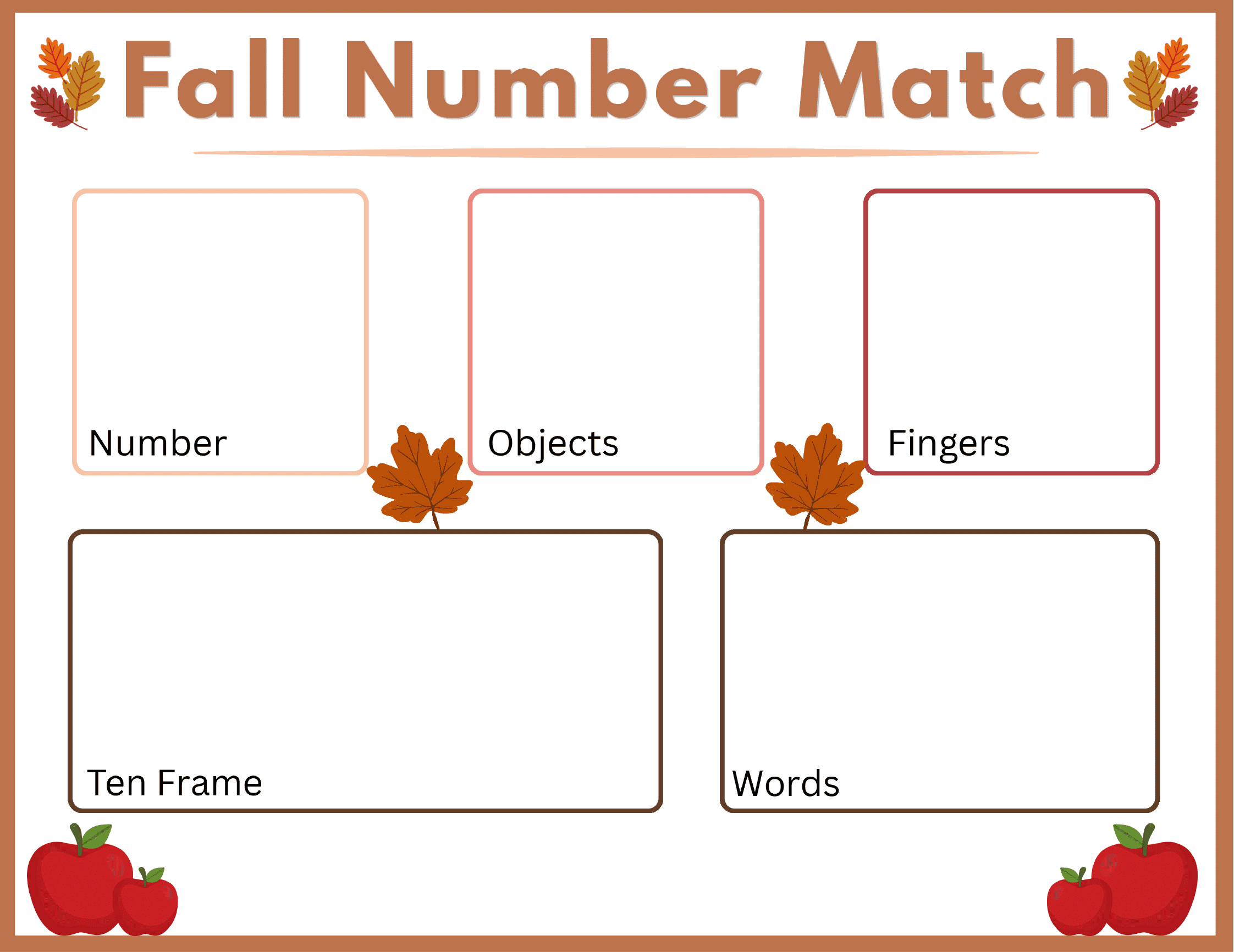 Fall Number Sense Matching Printable - Image 3