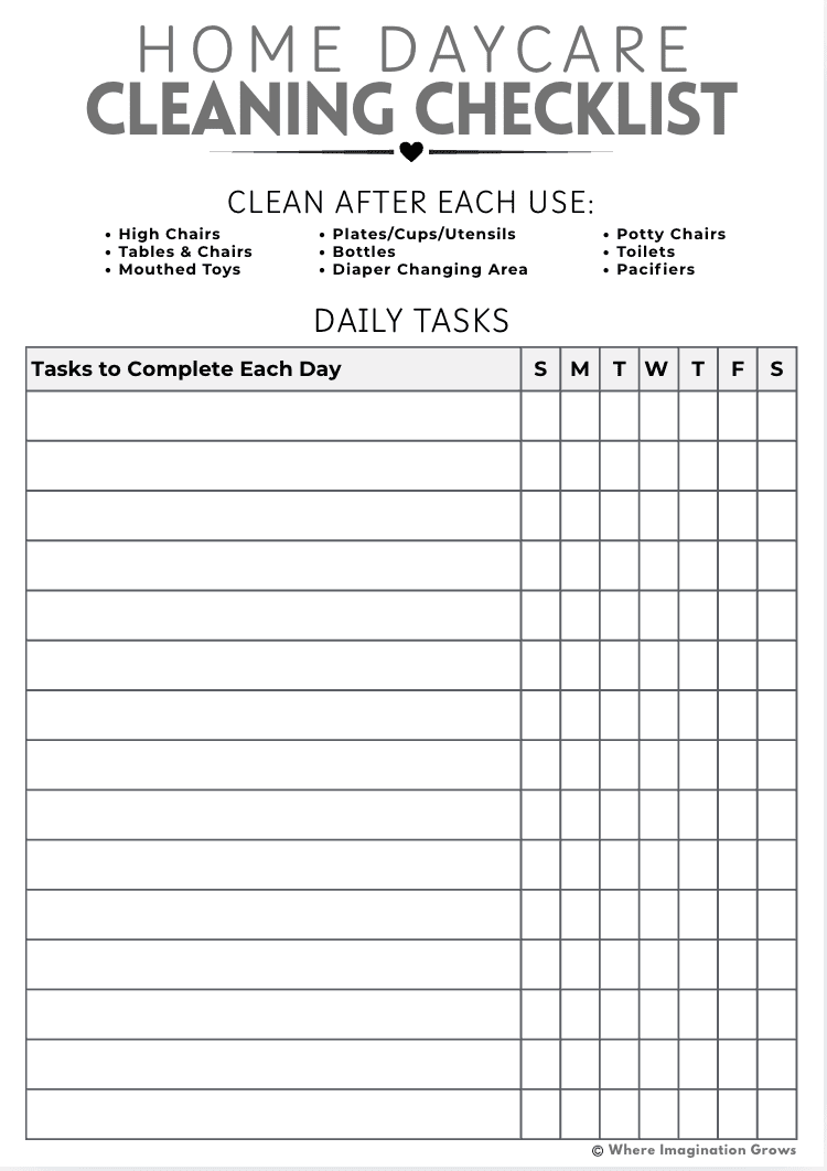 Home Daycare Cleaning Checklist Printable - Image 4