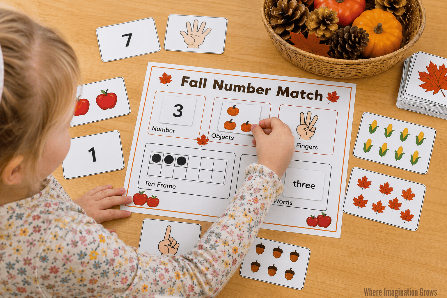 FAll Number Match Game Printable For Preschool & Kindergarten