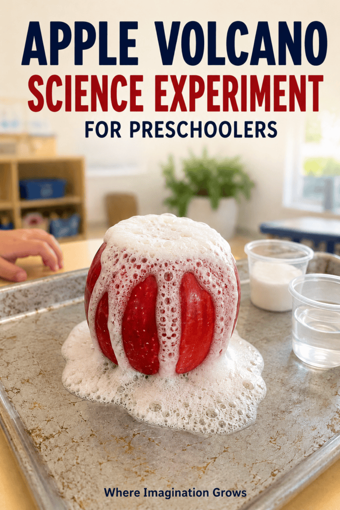 Apple Volcano Science Experiment for Preschoolers