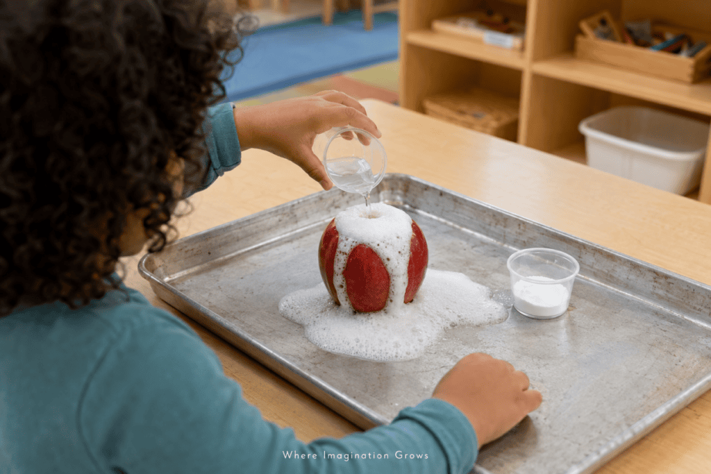 Apple Volcano Science Experiment for Preschoolers