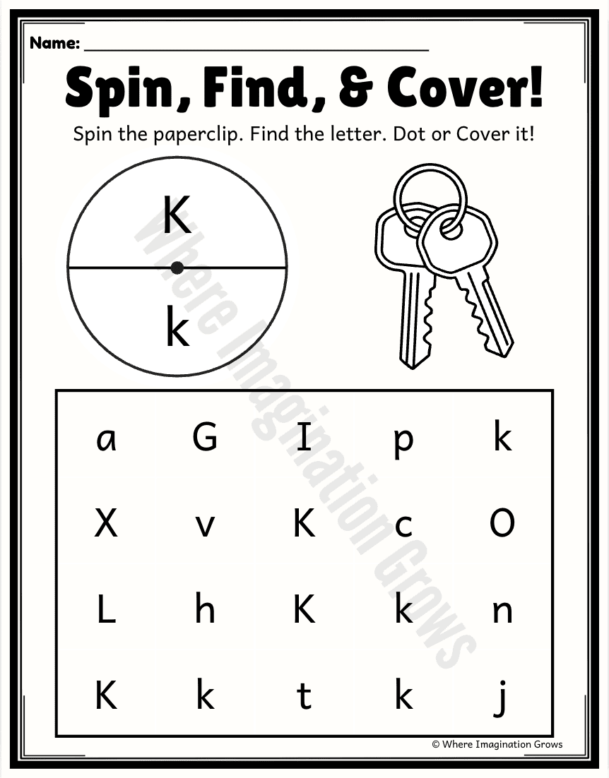 Spin, Find & Cover Alphabet Printable | Letter Recognition Activity A-Z - Image 3